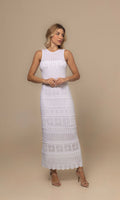 Amalia Off-White Textured Knit Midi Dress | Casa Maly
