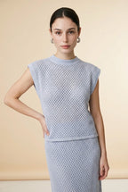 Alba Blue Open Knit Top & Midi Skirt Set | Casa MalyAlba Set | Casa Maly