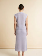 Alba Blue Open Knit Top & Midi Skirt Set | Casa Maly