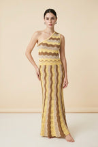 Riviera Yellow & Beige One-Shoulder Dress | Casa Maly