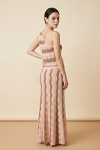 Riviera Pink & Beige One-Shoulder Dress | Casa Maly
