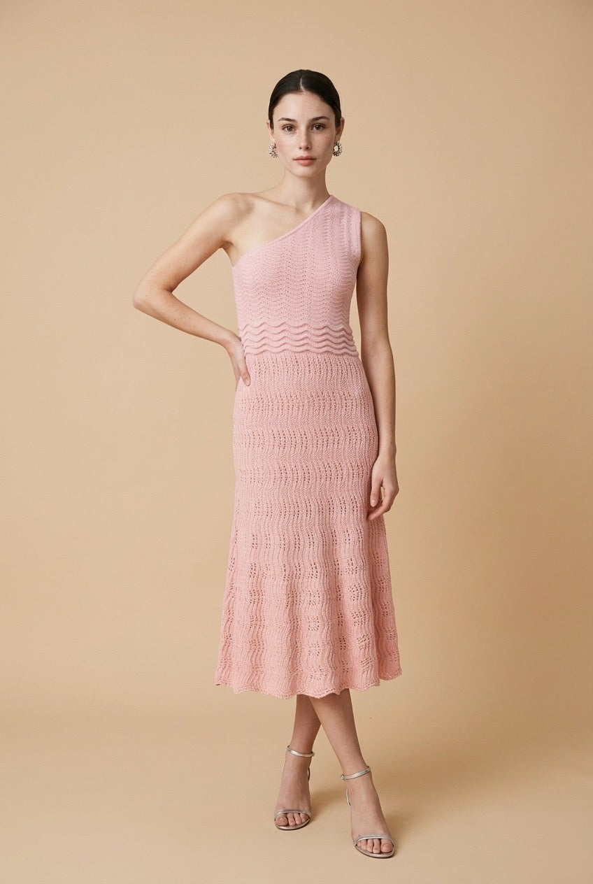 Riviera Baby Pink One-Shoulder Dress | Casa Maly