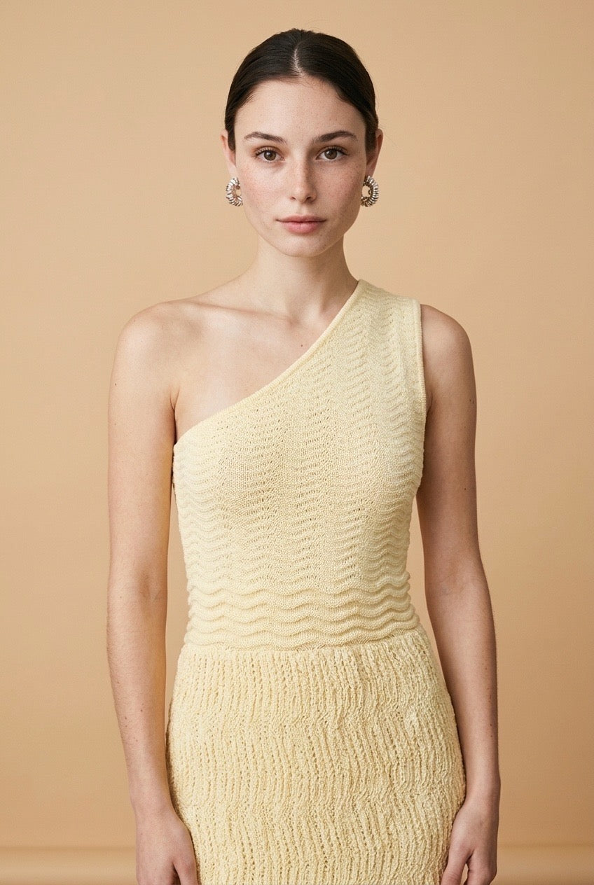 Riviera Baby Yellow One-Shoulder Dress | Casa Maly