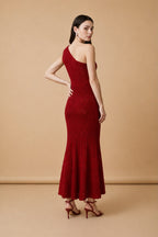 Riviera Red One-Shoulder Dress | Casa Maly