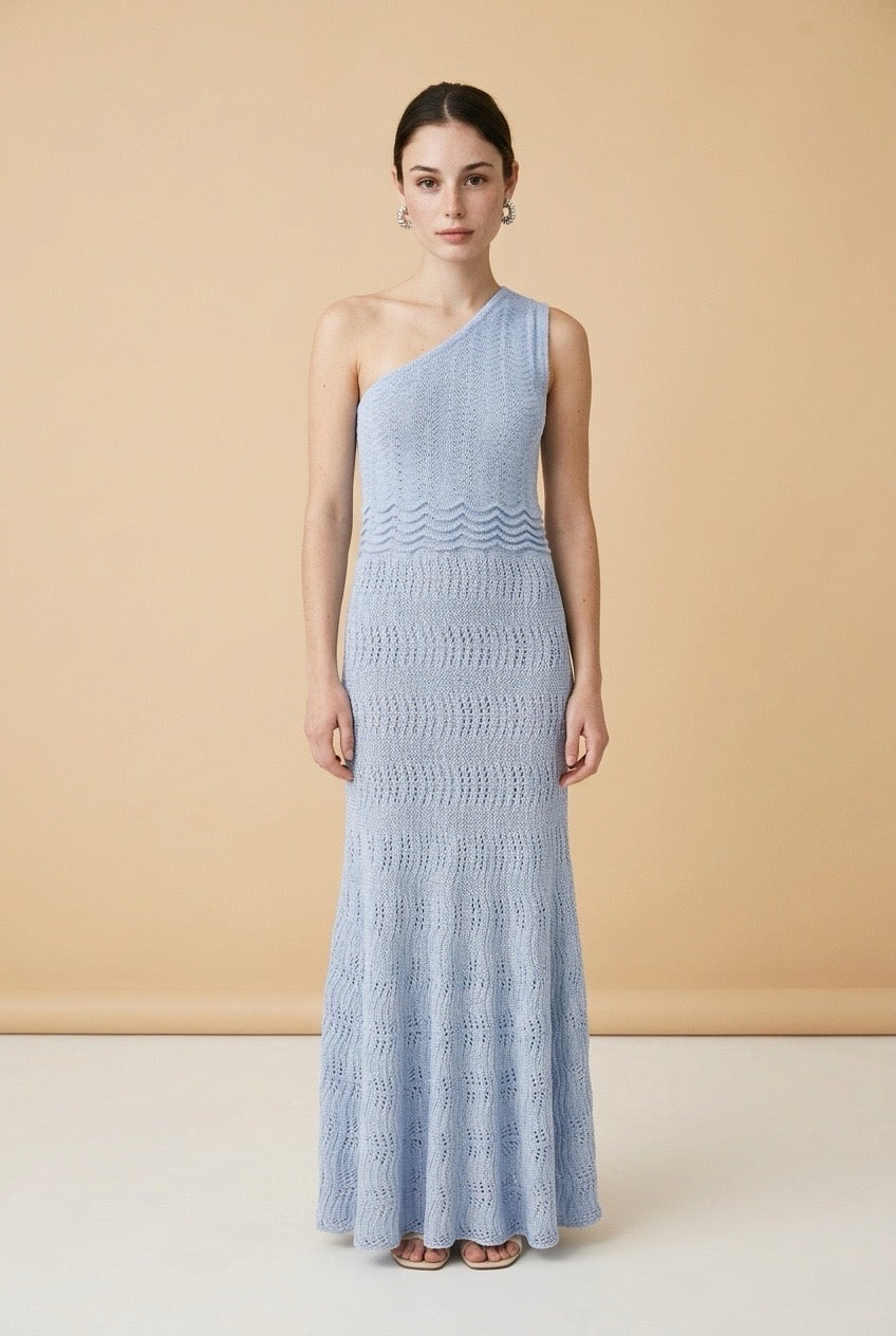 Riviera Baby Blue One-Shoulder Dress | Casa Maly