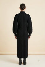 Maia Longo Long-Sleeve Knit Midi Dress in Black | Casa Maly