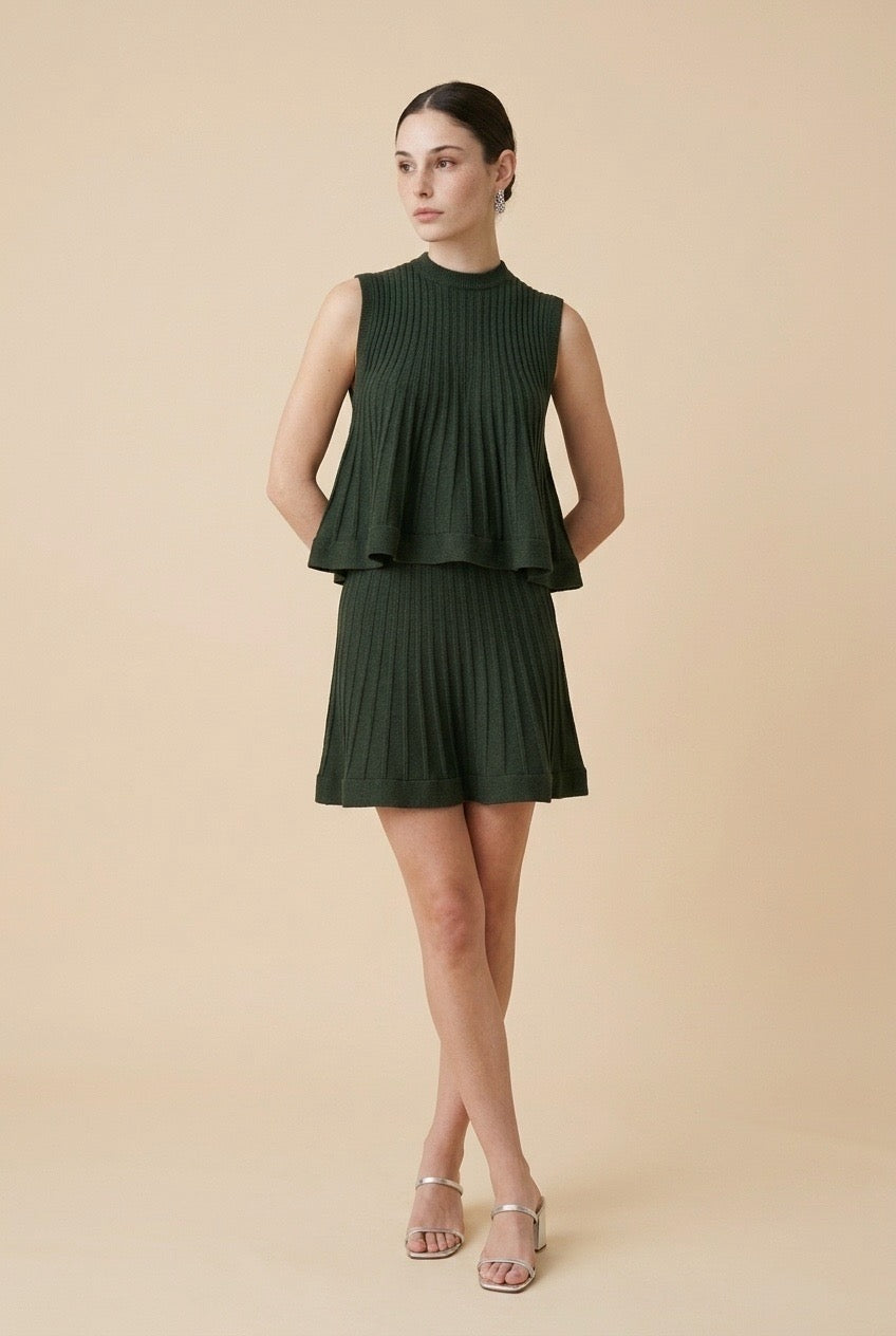 Olivia Blouse and Skirt Two-Piece Set in Olive | Casa Maly