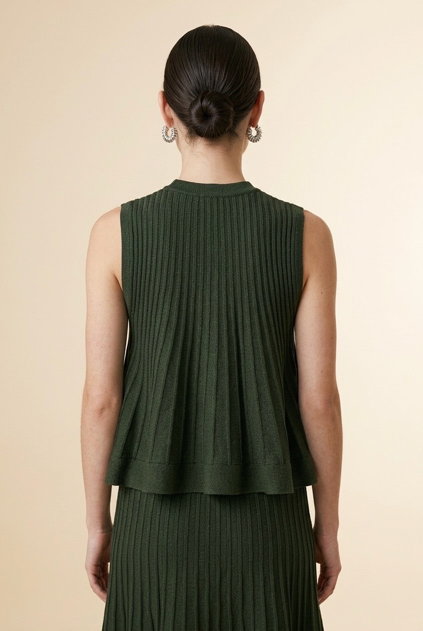 Olivia Blouse and Skirt Two-Piece Set in Olive | Casa Maly