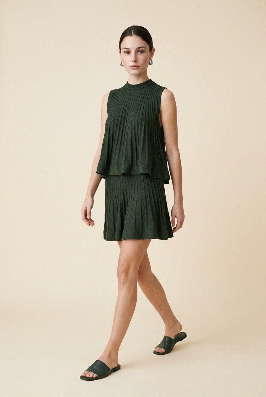 Olivia Blouse and Skirt Two-Piece Set in Olive | Casa Maly