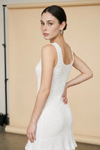 Palmeiras Off White Structured Knit Dress | Casa Maly