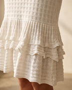 Palmeiras Off White Structured Knit Dress | Casa Maly