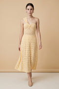 Ipe Fluid Contour Viscose Knit Dress in Beige | Casa Maly