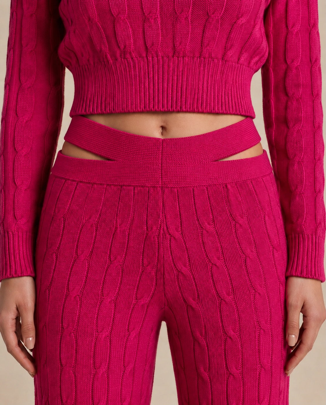 Bacana Lightweight Textured Knit Coordinated Set in Fuchsia | Casa Maly