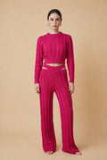 Bacana Lightweight Textured Knit Coordinated Set in Fuchsia | Casa Maly