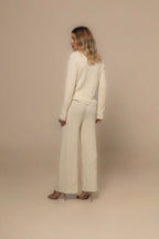 Relaxado Ivory Viscose Fine-Knit Lounge Set | Casa Maly