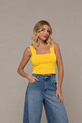 Gema Textured Contour Knit Top in Yellow | Casa Maly