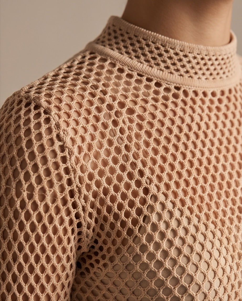 Geraldine Sculpted Viscose Knit Dress in Beige | Casa Maly