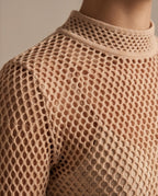 Geraldine Sculpted Viscose Knit Dress in Beige | Casa Maly