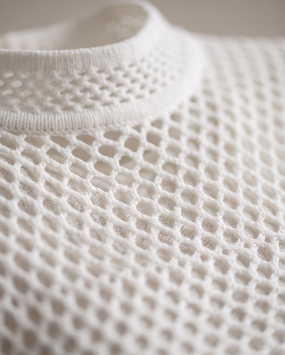 Geraldine Sculpted Viscose Knit Dress in White | Casa Maly