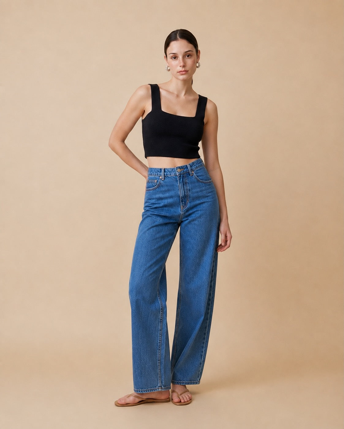 Fita Viscose Blend Contour Knit Top in Black | Casa Maly