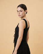 Protofino Sculpted Knit Top and Cascading Skirt Two-Piece Set in Black | Casa Maly