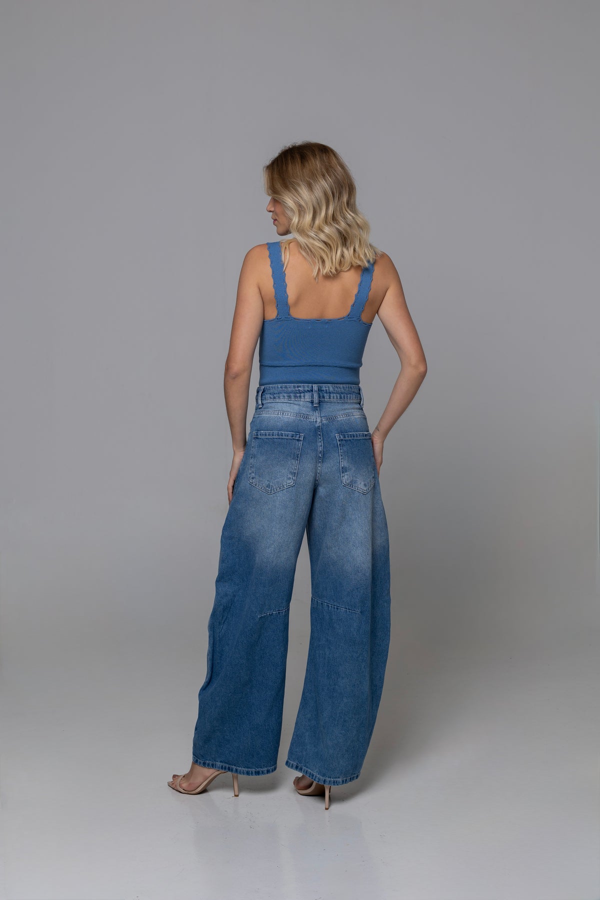 Coquette Textured Acrylic Knit Top in Baby Blue | Casa Maly
