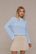 Jessica Lightweight Tactile Acrylic Knit Sweater in Baby Blue | Casa Maly