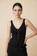Nora Textured Stretch Knit Contour Top in Black | Casa Maly