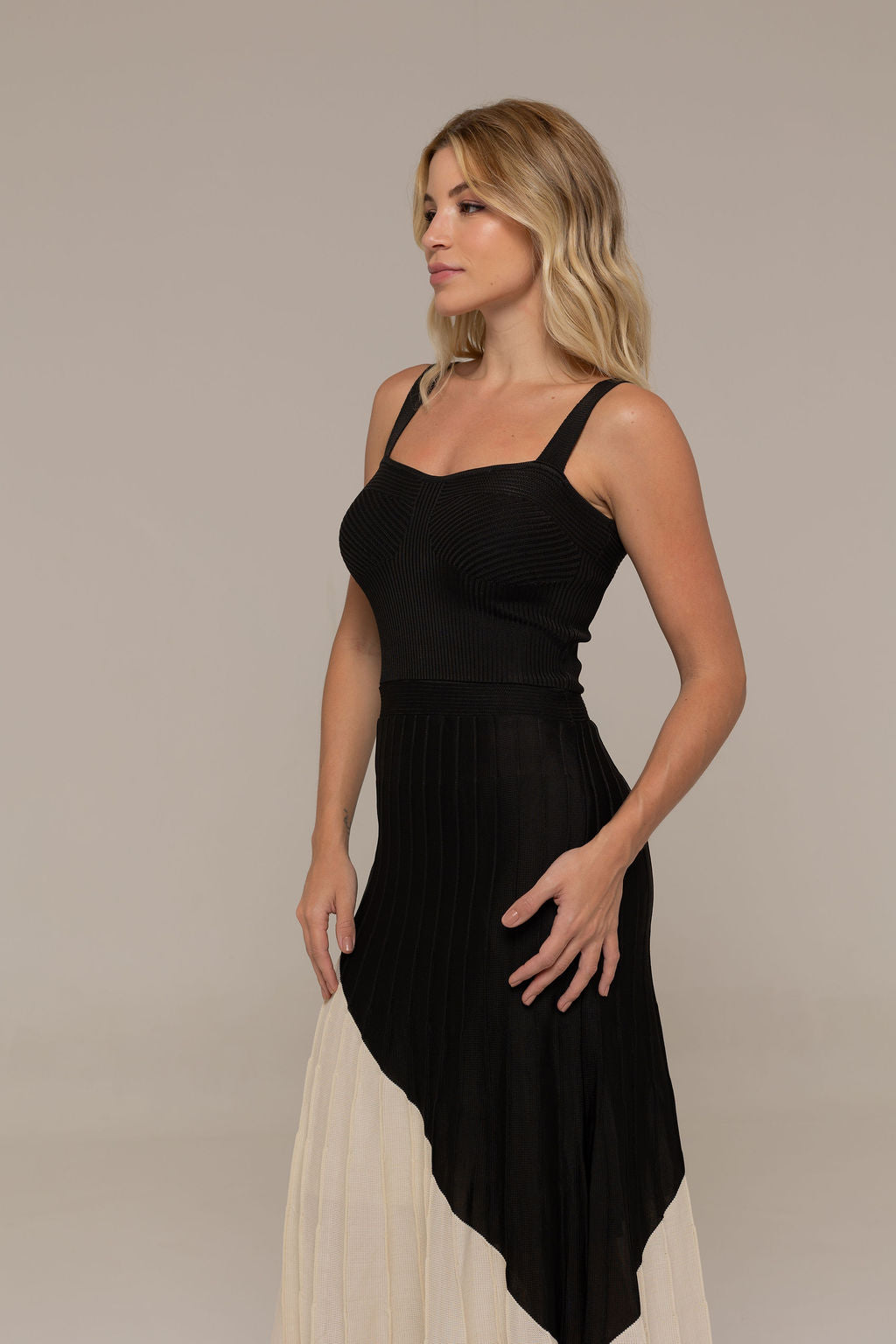 Monaco Textured Polypropylene Blend Knit Dress in Black | Casa Maly