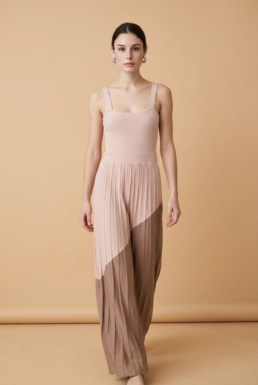 Monaco Textured Polypropylene Blend Knit Dress in Beige | Casa Maly