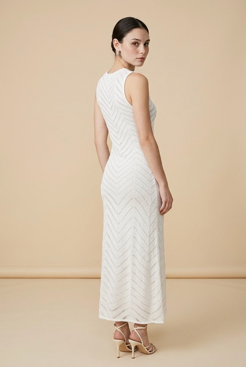 Annie Off-White Textured Knit Dress | Casa Maly