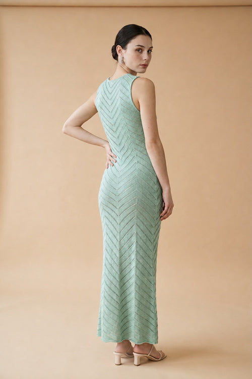 Annie Mint Green Textured Knit Dress | Casa Maly