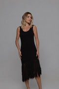 Bilbao Soft Viscose Cotton Knit Dress in Black | Casa Maly