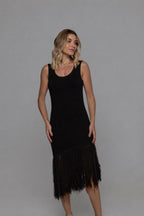 Bilbao Soft Viscose Cotton Knit Dress in Black | Casa Maly