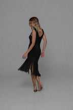 Bilbao Soft Viscose Cotton Knit Dress in Black | Casa Maly