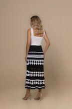 Antonieta Black & White Geometric Knit Maxi Skirt | Casa Maly