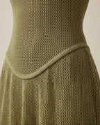 Atenea Open Knit Sculpted Dress in Olive Green | Casa Maly