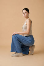 Corselete Textured Knit Corset Top in Beige | Casa Maly