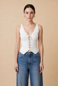 Corselete Textured Knit Corset Top in Cloud Dancer | Casa Maly