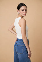Corselete Textured Knit Corset Top in Cloud Dancer | Casa Maly