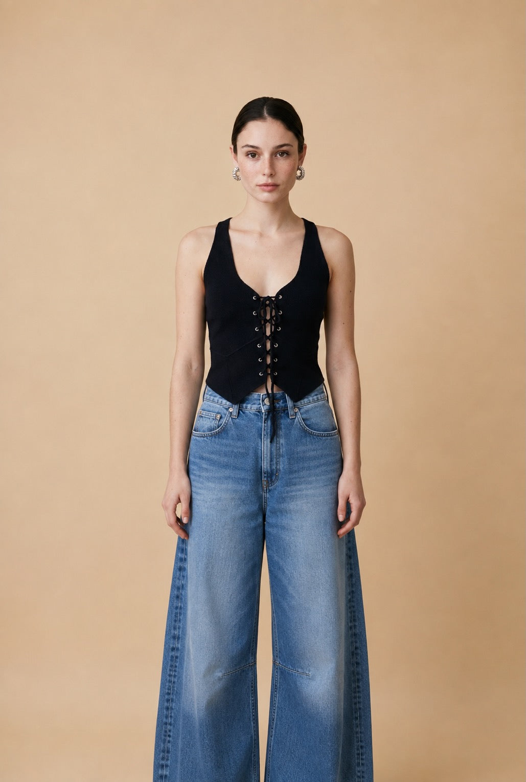 Corselete Textured Knit Corset Top in Black | Casa Maly