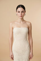 Aphrodite Beige Knit Resort Maxi Dress | Casa Maly