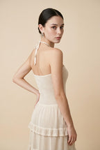 Carioca Lightweight Fluid Viscose Knit Dress in Beige | Casa Maly
