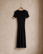 Black Ribbed Knit Midi Dress | Casa Maly