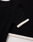 Black Ribbed Knit Midi Dress | Casa Maly