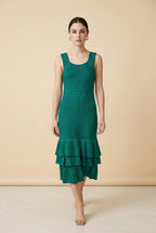 Palmeiras Green Structured Knit Dress | Casa Maly