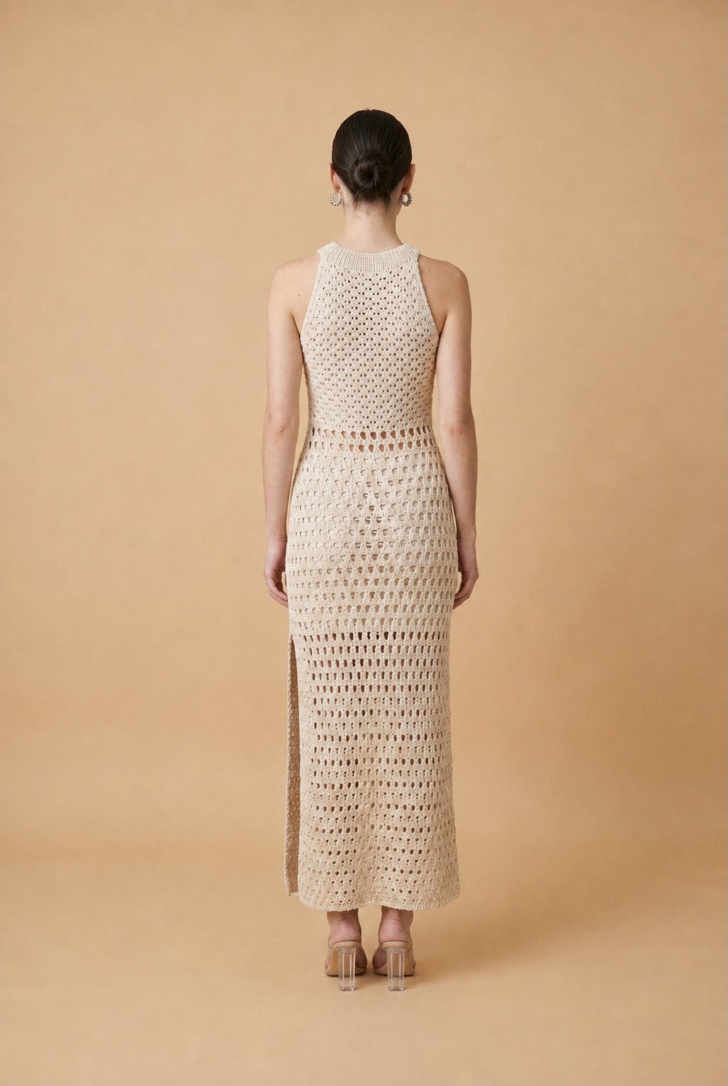 Bossa Nova Textured Knit Coastal Dress in Beige | Casa Maly