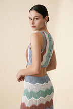Silvia Off White & Aquamarine Knit Dress | Casa Maly