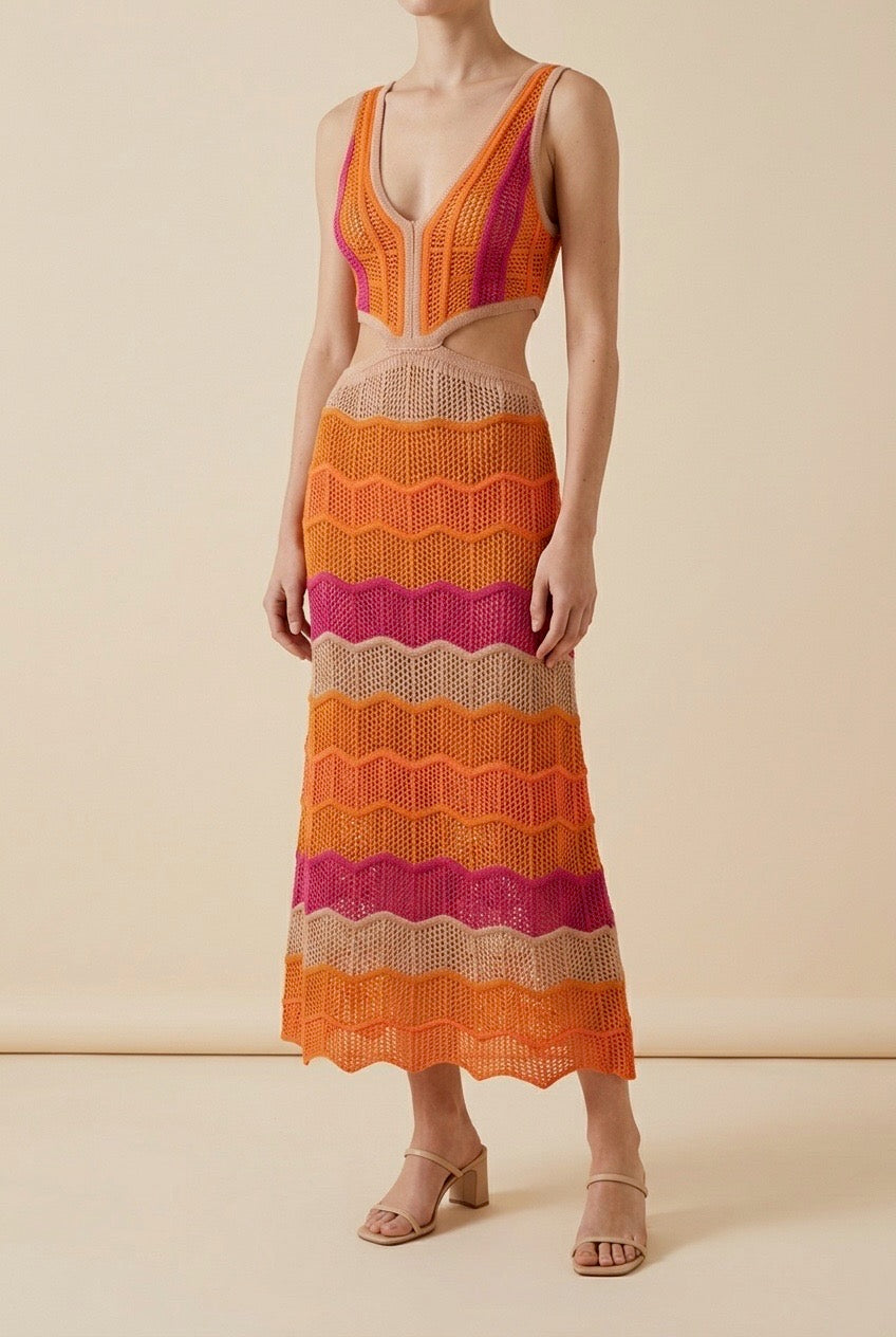 Silvia Fuchsia & Orange Knit Dress | Casa Maly