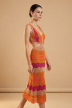 Silvia Fuchsia & Orange Knit Dress | Casa Maly